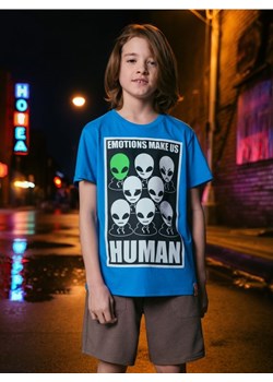Sinsay - Koszulka z ozdobnym nadrukiem - niebieski ze sklepu Sinsay w kategorii T-shirty chłopięce - zdjęcie 183856246
