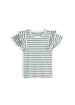 GATE Bawełniany t-shirt w paski z falbankami 3Y ze sklepu gateshop w kategorii Bluzki dziewczęce - zdjęcie 183856455