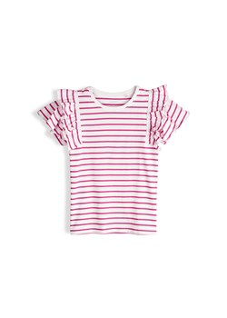 GATE Bawełniany t-shirt w paski z falbankami 3Y ze sklepu gateshop w kategorii Bluzki dziewczęce - zdjęcie 183856458