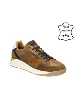 Bullboxer Skórzane sneakersy w kolorze jasnobrązowo-granatowym ze sklepu Limango Polska w kategorii Buty sportowe męskie - zdjęcie 183857467