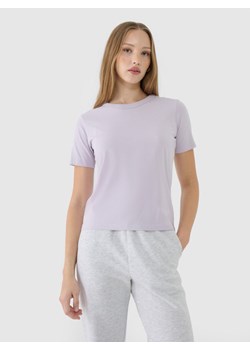 Damski t-shirt basic 4F 4FWSS25TTSHF1991 - fioletowy ze sklepu Sportstylestory.com w kategorii Bluzki damskie - zdjęcie 183860277