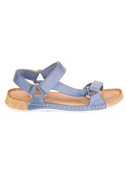 Olivier Sandały damskie barefoot-friendly Kallia skórzane niebieskie ze sklepu ButyModne.pl w kategorii Sandały damskie - zdjęcie 183860779