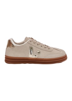 Sneakersy Damskie Eko Zamszowe Beżowe beżowy ze sklepu ButyModne.pl w kategorii Buty sportowe damskie - zdjęcie 183860798
