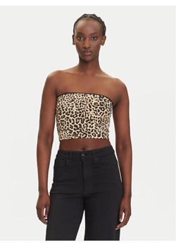 Noisy May Top Avery 27034321 Brązowy Slim Fit ze sklepu MODIVO w kategorii Bluzki damskie - zdjęcie 183867389