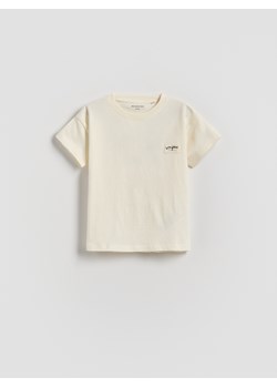 Reserved - Bawełniany t-shirt - złamana biel ze sklepu Reserved w kategorii T-shirty chłopięce - zdjęcie 183868659