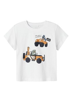 name it Koszulka &quot;Huggi&quot; w kolorze białym ze wzorem ze sklepu Limango Polska w kategorii T-shirty chłopięce - zdjęcie 183871178