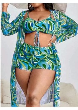 Dwuczęściowy strój kąpielowy plus size z ozdobnym wiązaniem - Zielony / L ze sklepu Valetta.pl w kategorii Komplety i garnitury damskie - zdjęcie 183881498