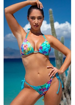 Biustonosz kąpielowy bikini trójkątne miski wiązany na szyi 720/02, Kolor turkusowy-wzór, Rozmiar 36A, Primo ze sklepu Intymna w kategorii Stroje kąpielowe - zdjęcie 183884499