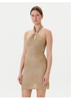 Guess Sukienka dzianinowa W5YK34 Z24F0 Złoty Slim Fit ze sklepu MODIVO w kategorii Sukienki - zdjęcie 183885457