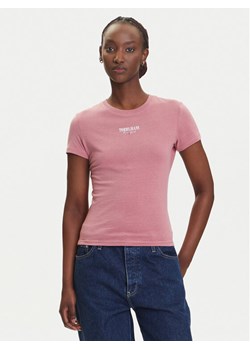 Tommy Jeans T-Shirt Essential DW0DW20913 Różowy Slim Fit ze sklepu MODIVO w kategorii Bluzki damskie - zdjęcie 183885589
