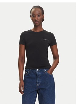 Tommy Jeans T-Shirt Linear DW0DW21164 Czarny Slim Fit ze sklepu MODIVO w kategorii Bluzki damskie - zdjęcie 183885597