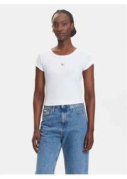 Calvin Klein Jeans T-Shirt LV047C200G Biały Slim Fit ze sklepu MODIVO w kategorii Bluzki damskie - zdjęcie 183885656