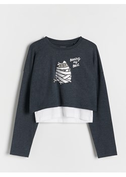 Reserved - Dwuwarstwowa koszulka Pusheen - jasnoszary ze sklepu Reserved w kategorii Bluzki dziewczęce - zdjęcie 183887396