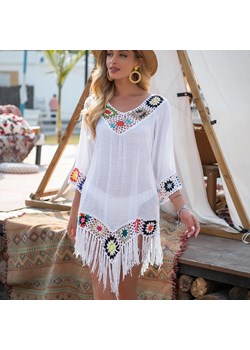 Sukienka plażowa w stylu boho - Biały Uniwersalny ze sklepu Intimica.pl w kategorii Odzież plażowa - zdjęcie 183890649