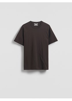 Reserved - T-shirt boxy z przeszyciem - ciemnobrązowy ze sklepu Reserved w kategorii T-shirty męskie - zdjęcie 183891358