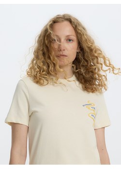 Reserved - T-shirt z nadrukiem i haftem - jasnożółty ze sklepu Reserved w kategorii Bluzki damskie - zdjęcie 183891476