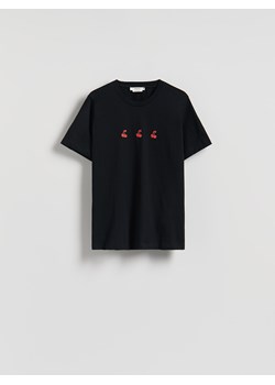 Reserved - T-shirt regular z haftem - czarny ze sklepu Reserved w kategorii Bluzki damskie - zdjęcie 183891498