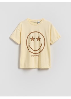Reserved - T-shirt SmileyWorld® - beżowy ze sklepu Reserved w kategorii Bluzki dziewczęce - zdjęcie 183891549
