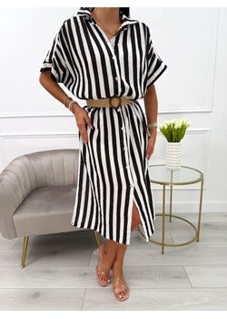 Czarno-Biała Sukienka w Paski Oversize ze sklepu ModnaKiecka.pl w kategorii Sukienki - zdjęcie 183892236