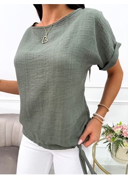 Khaki Bluzeczka ze Ściągaczem ze sklepu ModnaKiecka.pl w kategorii Bluzki damskie - zdjęcie 183892248
