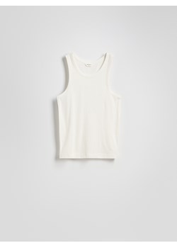 Reserved - Bawełniany tank top - złamana biel ze sklepu Reserved w kategorii T-shirty męskie - zdjęcie 183894066