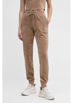 GUESS Brązowe damskie spodnie welurowe Couture, Rozmiar XS ze sklepu outfit.pl w kategorii Spodnie damskie - zdjęcie 183894366