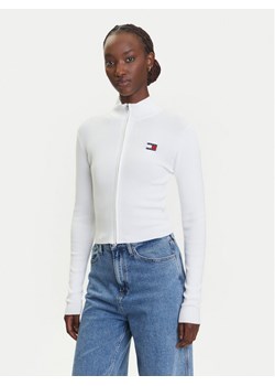 Tommy Jeans Kardigan DW0DW20967 Biały Slim Fit ze sklepu MODIVO w kategorii Swetry damskie - zdjęcie 183894929