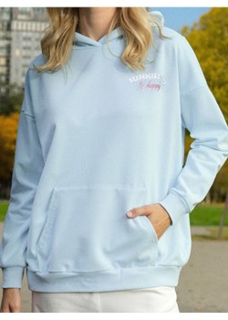 Sinsay - Bluza hoodie z napisem na plecach - błękitny ze sklepu Sinsay w kategorii Bluzy damskie - zdjęcie 183896435