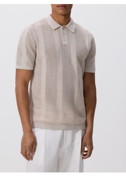 Reserved - Ażurowy sweter polo - beżowy ze sklepu Reserved w kategorii T-shirty męskie - zdjęcie 183897499