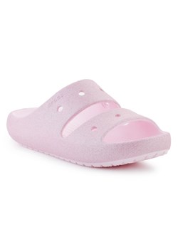 Klapki Crocs Classic Glitter Sandal V2 209705-6ZW różowe ze sklepu ButyModne.pl w kategorii Klapki dziecięce - zdjęcie 183903687