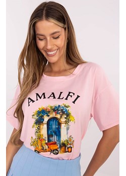 T-shirt damski jasnoróżowy MI-TS-M3221G.75, Kolor jasnoróżowy, Rozmiar uniwersalny, ITALY MODA ze sklepu Primodo w kategorii Bluzki damskie - zdjęcie 183905247