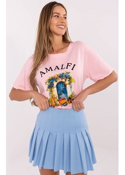 T-shirt damski jasnoróżowy MI-TS-M3221G.75, Kolor jasnoróżowy, Rozmiar uniwersalny, ITALY MODA ze sklepu Primodo w kategorii Bluzki damskie - zdjęcie 183905248