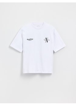 Reserved - Bawełniany t-shirt z nadrukiem - złamana biel ze sklepu Reserved w kategorii T-shirty chłopięce - zdjęcie 183909729