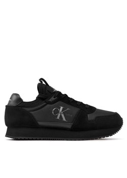 Sneakersy Calvin Klein Jeans Runner Sock Laceup Ny-Lth YM0YM00553 Czarny ze sklepu eobuwie.pl w kategorii Półbuty męskie - zdjęcie 183913576