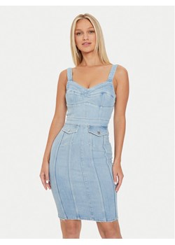 Guess Sukienka jeansowa Lidia W4YK02 D5DX2 Niebieski Slim Fit ze sklepu MODIVO w kategorii Sukienki - zdjęcie 183917226