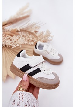 Dziecięce Sneakersy Buty Sportowe Eko Skórzane Rzep Białe Adelina ze sklepu ZAZOO w kategorii Buty sportowe dziecięce - zdjęcie 183923788