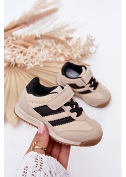 Buty Sportowe Sneakersy Dziecięce Rzep Beżowe Viona ze sklepu ZAZOO w kategorii Buty sportowe dziecięce - zdjęcie 183923799