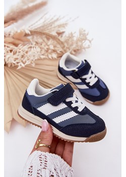 Buty Sportowe Sneakersy Dziecięce Rzep Granatowe Viona ze sklepu ZAZOO w kategorii Buty sportowe dziecięce - zdjęcie 183923829