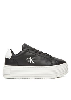 Calvin Klein Jeans Sneakersy Bold Flatf Low Lace Lth YW0YW01878 Czarny ze sklepu MODIVO w kategorii Buty sportowe damskie - zdjęcie 183924855