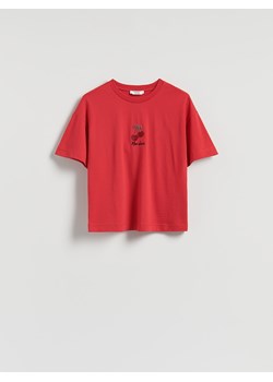 Reserved - T-shirt z aplikacją - czerwony ze sklepu Reserved w kategorii Bluzki damskie - zdjęcie 183929396