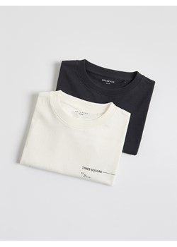 Reserved - Bawełniany t-shirt 2 pack - złamana biel - id: 014CJ-01X - marki Reserved - 183935695 Reserved - Bawełniany t-shirt 2 pack - złamana biel ze sklepu Reserved w kategorii T-shirty chłopięce - zdjęcie 183935695