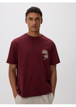 Reserved - T-shirt boxy z haftem - ciemnofioletowy ze sklepu Reserved w kategorii T-shirty męskie - zdjęcie 183939815