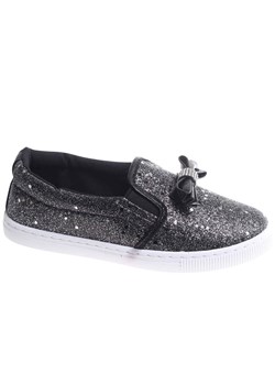 Tenisówki dziewczęce Wsuwane czarne trampki /E8-2 17829 T111/ ze sklepu Pantofelek24.pl w kategorii Trampki dziecięce - zdjęcie 183941435