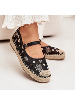 Siateczkowe Espadryle Z Haftem Na Platformie Czarne ze sklepu ButyModne.pl w kategorii Espadryle damskie - zdjęcie 183944358