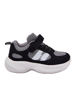 Buty Sportowe Sneakersy Dziecięce Na Rzep Czarno-Szare czarne ze sklepu ButyModne.pl w kategorii Buty sportowe dziecięce - zdjęcie 183944477