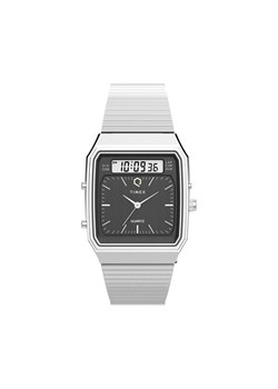 Timex Zegarek Q Timex® 1982 Ana-Digi Reissue Chronograph TW2Y05900 Srebrny ze sklepu MODIVO w kategorii Zegarki - zdjęcie 183944959