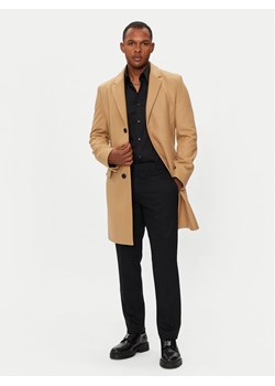 Hugo Płaszcz wełniany Migor 2441 50528793 Beżowy Slim Fit ze sklepu MODIVO w kategorii Płaszcze męskie - zdjęcie 183945036