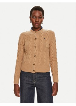 Polo Ralph Lauren Kardigan 211910443001 Beżowy Regular Fit ze sklepu MODIVO w kategorii Swetry damskie - zdjęcie 183946548