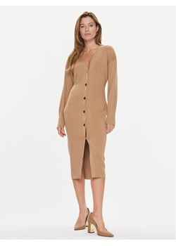 Boss Sukienka dzianinowa Forige 50493829 Beżowy Slim Fit ze sklepu MODIVO w kategorii Sukienki - zdjęcie 183946839