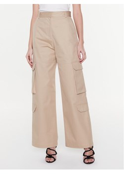 MSGM Spodnie materiałowe 3441MDP21 237104 Beżowy Regular Fit ze sklepu MODIVO w kategorii Spodnie damskie - zdjęcie 183947015